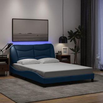 vidaXL Con Led Sin Colch&oacute;n Tela Azul 140x190 Cm Vidaxl