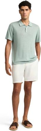 Onia Linen Sweater Polo in Washed Olive at Nordstrom, Size Medium