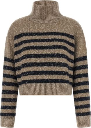 Brunello Cucinelli Multicolor Stripes Turtle Neck Sweater
