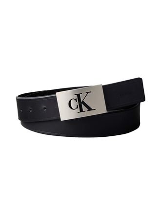 Calvin Klein Lederg&uuml;rtel CALVIN KLEIN SSNL MONO PLAQUE 35MM FIXED, Herren, Gr. 11,5, schwarz, pewter, Web, Rindsleder, unifarben, G&uuml;rtel Lederg&uuml;rtel, Gr&ouml;ssenverste