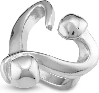 UNOde50 Silver-Plated Open Ring with a Nailed Heart Design at Nordstrom, Size 8.5