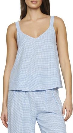 Eberjey Linen Blend V-Neck Camisole in Gingham White/summer at Nordstrom, Size X-Large
