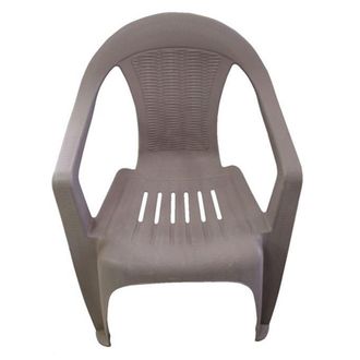 Trade Shop Trade Shop - Set 3pz Sedia In Plastica Con Braccioli Tortora Monoblocco Impilabile 53x43x78cm 035969