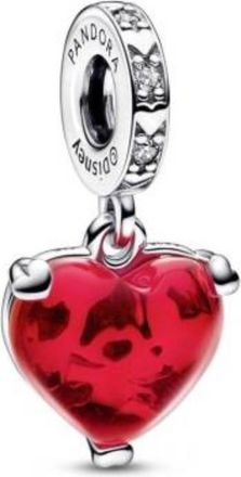 Pandora Disney Mickey & Minnie Mouse Kiss Red Murano Glass Dangle Charm
