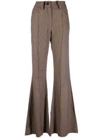 Barbara Bologna checked flared trousers - women - Cotton/Polyamide/Other fibres - M - Brown