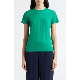 Vince Essential Crewneck Pima Cotton T-Shirt in Emerald at Nordstrom, Size Xx-Small