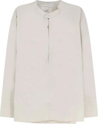 STUDIO NICHOLSON Korean Collar Oversized Shirt - Heren - Casual Overhemden - Beige - S - Katoen - Overhemden
