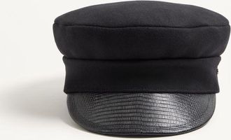 Valentino Garavani Berretto VLogo Signature In Lana Con Visiera In Pelle Uomo NERO/ORO 57