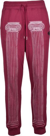 Vivienne Westwood Red Track Pants with Column Print and Elastic Waistband