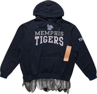 4sdesigns feather-trim Memphis-tigers hoodie - men - Feather/Cotton - L - Blue