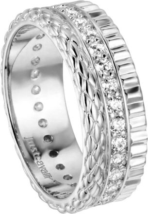 Roberto Cavalli Accessoires, Dames, Grijs, ONE Size, Lugano Familie Witte Steen Ring