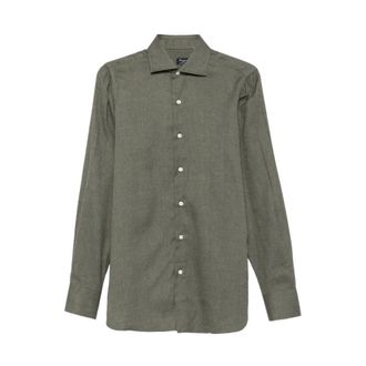 Finamore Tokyo Simone Shirt - Heren - Overhemden - Groen - Maat: M Katoen