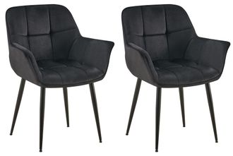 Clp Clp - Set De 2 Sillas De Comedor Rosevilla En Terciopelo Negro