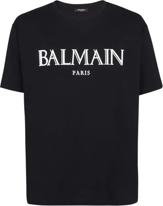 Balmain Mens Blaming Oversized T-shirt with Rubber Roman Logo Black Cotton - Size X-Small