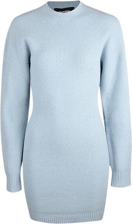 Dsquared2 Hemelsblauwe Fitted Jurk met Lange Mouwen - Dames - Ronde hals truien - Blauw - S - Wol - Truien & Vesten