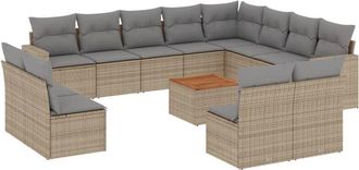 vidaXL Juego De Sof&aacute;s Jard&iacute;n Con Cojines Beige Mezcla 13 Pzas Rat&aacute;n Pe Vidaxl