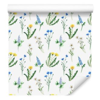OEM Carta Da Parati Con Margherite E Fiori Di Campo Per Soggiorno E Camera Da Letto, 50x1000 Cm