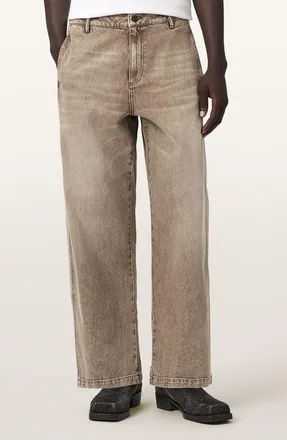 AllSaints Raafi Wide Leg Jeans in Light Washed Brown at Nordstrom, Size 34 X 32
