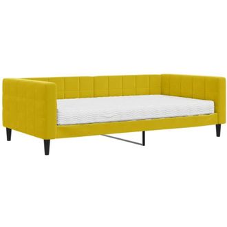 vidaXL Sof&aacute; Cama Con Colch&oacute;n Terciopelo Amarillo 100x200 Cm Vidaxl