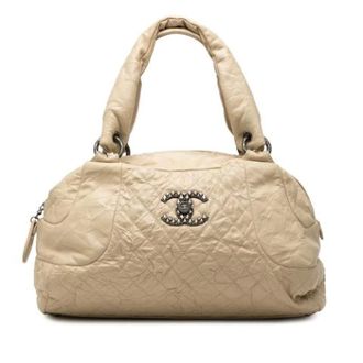 Chanel Pre-owned Vintage Quilted Shoulder Bag - Dames - Pre-owned - Beige - Maat: ONE Size Zijde