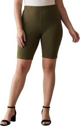 Jessica London Everyday Stretch Cotton Bike Short in Dark Olive Green at Nordstrom, Size 28