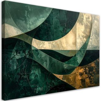 Feeby Cuadro En Lienzo, Formas Abstractas Verde, 120x80