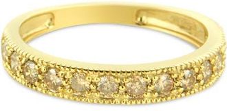 House of Brilliance IGI Certified 1/2Cttw Diamond 10K Gold Beaded Milgrain Band Ring in Yellow Gold at Nordstrom, Size 7