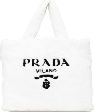Prada White Pile Fabric Tote Bag (Pre-Owned)