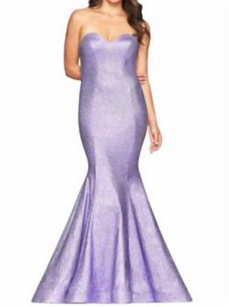 Faviana Metallic Mermaid Gown In Lavender