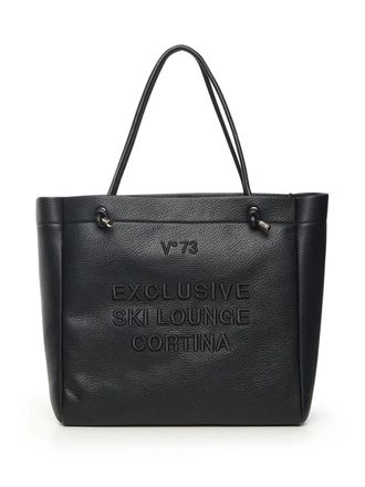 V&deg; 73 Cortina schoudertas met geborduurd logo - Zwart