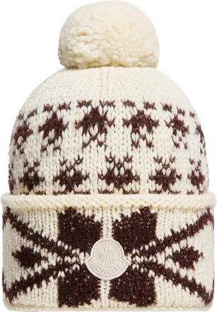 Moncler Moncler Jacquard Knit Beanie, Women, White, Size: One Size