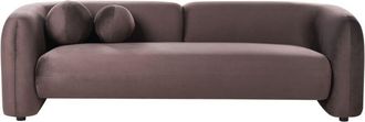 Beliani Sof&aacute; 3 Plazas Moderno De Terciopelo Con Cojines Extra Sala De Estar Marr&oacute;n Oscuro Leiren