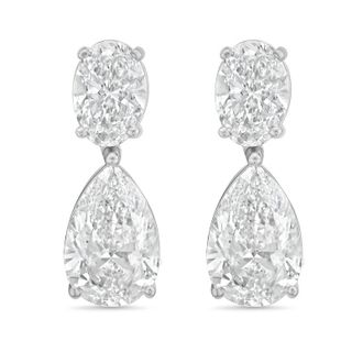 Diana M. Jewels 14KW WG 8.00 Ct TW of Lab grown oval and pear shape diamond drop earrings