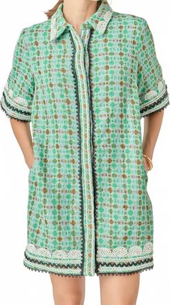 English Factory Bonnie Bouncle Mini Shirt Dress In Mint