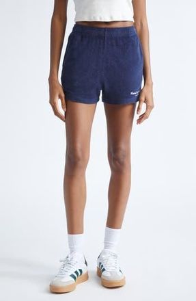 Sporty & Rich Eden Script Terry Shorts in Dark Navy at Nordstrom Rack, Size X-Small