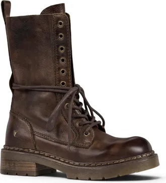 Windsor Smith Womens Brown Leather Lace-Up Combat Boots - Intermission