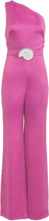 Silvia Tcherassi Monique one-shoulder belted jumpsuit - women - Viscose/Acetate/Polyester - L - Pink