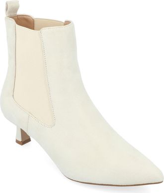 Journee Collection Pointed-Toe Vegan Leather Bootie in Ivory at Nordstrom Rack, Size 7.5