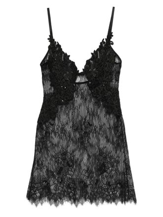 Alchemy x Lia Aram lace beaded mini dress - Black