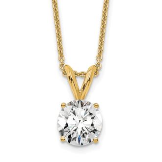 Diamond2Deal 14k Gold 3/4 Ct Round Lab Grown Diamond Solitaire Pendant Necklace 18 Clarity VS, Color G-H