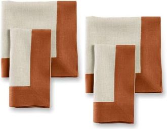 Solino Home Linen Dinner Napkins Set of 4, 20 x 20 Inch for Dining Table, Holiday and Everyday Table Decor - Contempo in Cinnamon And Natural at