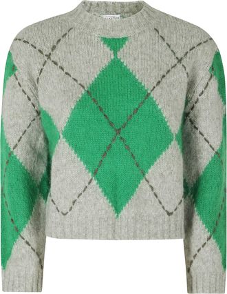 Ballantyne Green Argyle Knit Wool-Blend Crewneck Pullover