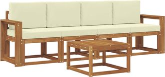 vidaXL Conjunto De Sof&aacute;s De Exterior 5 Uds. Natural Y Crema Vidaxl