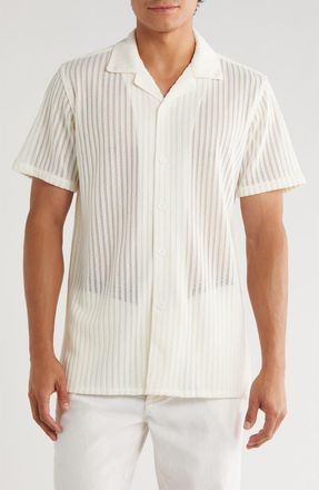 T.R. Premium Textured Stripe Button-Up Shirt in Cream at Nordstrom Rack, Size Xx-Large