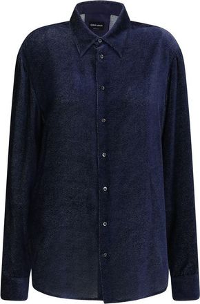 Giorgio Armani Blue Silk Dress Mens Shirt