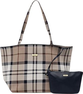 Barbour Layla Tartan Grote Shopper - Dames - Tassen - Beige - Maat: ONE Size Poliester