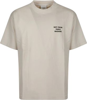 Dr&ocirc;le de Monsieur Le T-Shirt Slogan - Heren - Tops - Beige - Maat: XL Katoen
