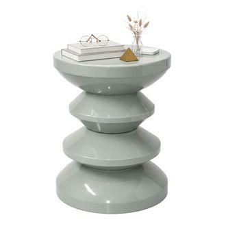 Relaxdays Mesa Auxiliar Y Taburete Relaxdays, Zigzag, Objeto Decorativo Para Sal&oacute;n, Hxd: 46 X 35 Cm, Metal, Salvia