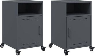 vidaXL Bedside Cabinets 2 pcs Anthracite 36x39x59 cm Steel Vidaxl