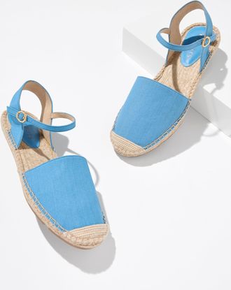 Talbots Izzy DOrsay Linen Espadrille Flats - Light Chambray - 10 1/2 M Talbots
